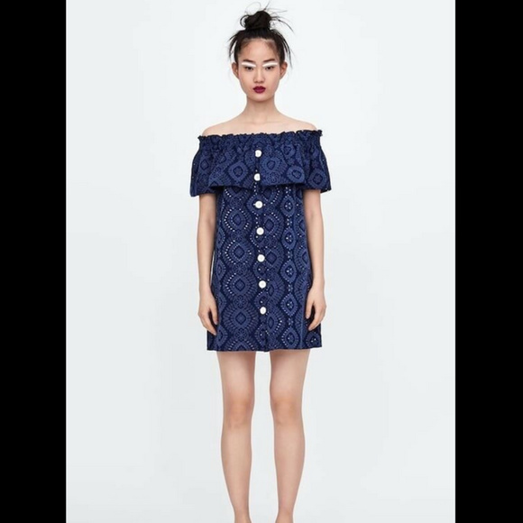 Zara Dresses & Skirts - Zara ELASTICIZED OPENWORK Off Shoulder DRESS